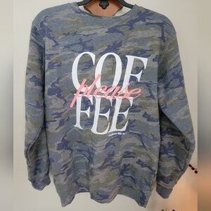Coffee Please Camo Crewneck Sweatshirt - Southern Bliss